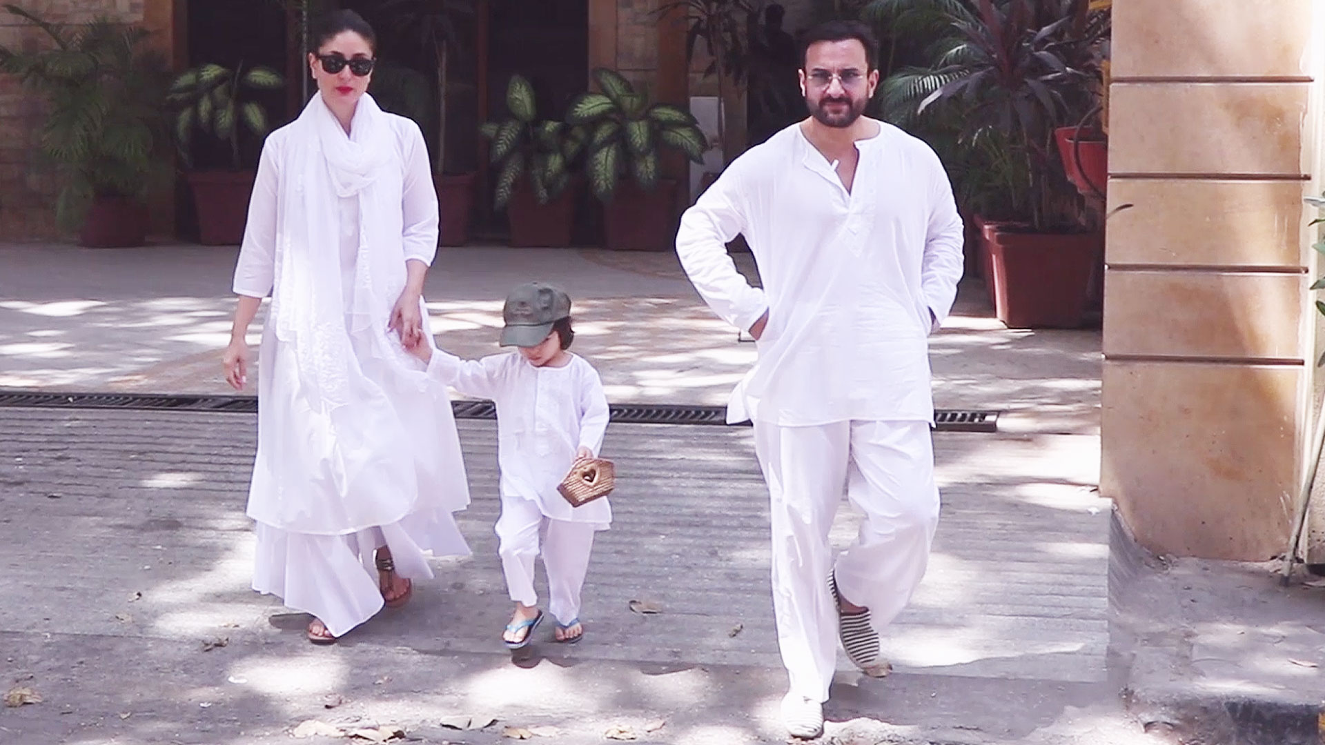 Saif Ali Khan Kareena Kapoor and Taimur Step Out for Holi Masala