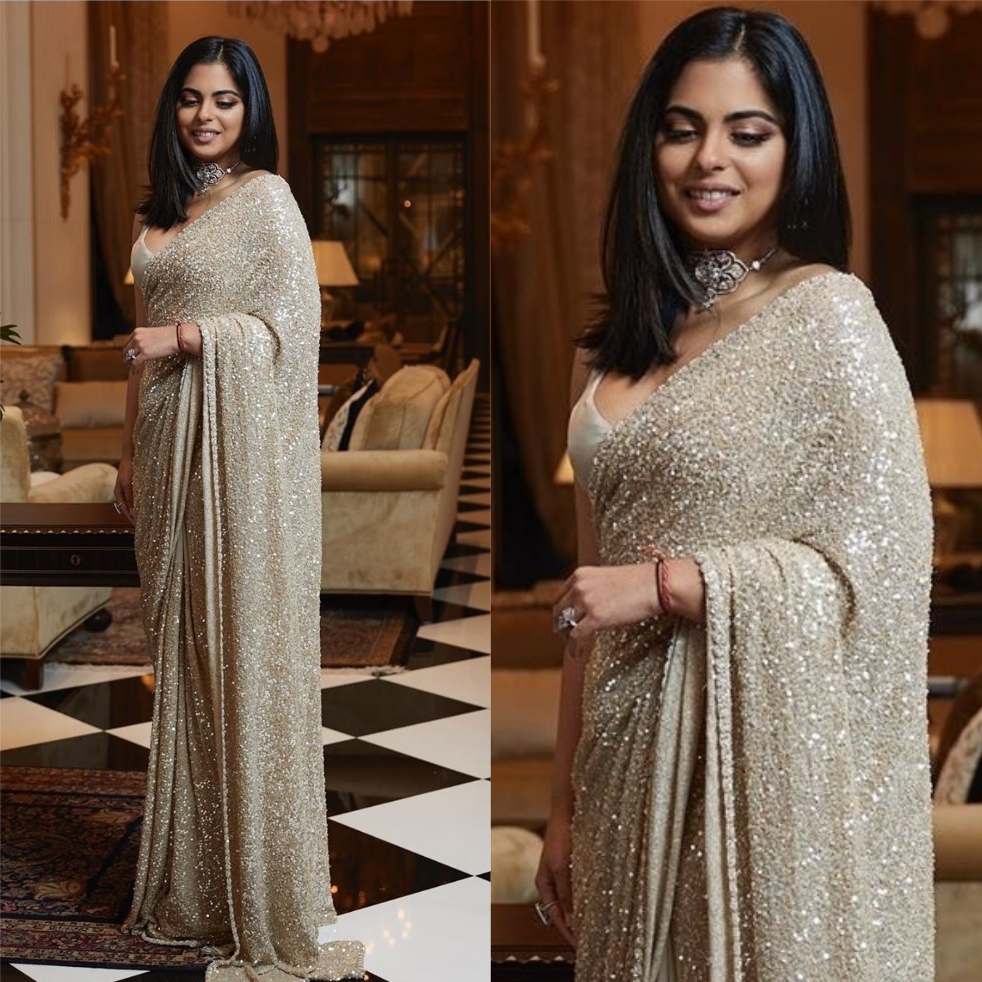 isha ambani diamond saree