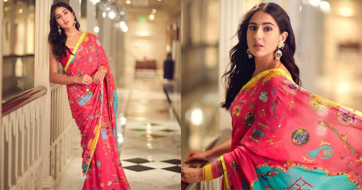 See Pics: Sara Ali Khan Gives Us Major Desi Vibes In A Printed Pink 