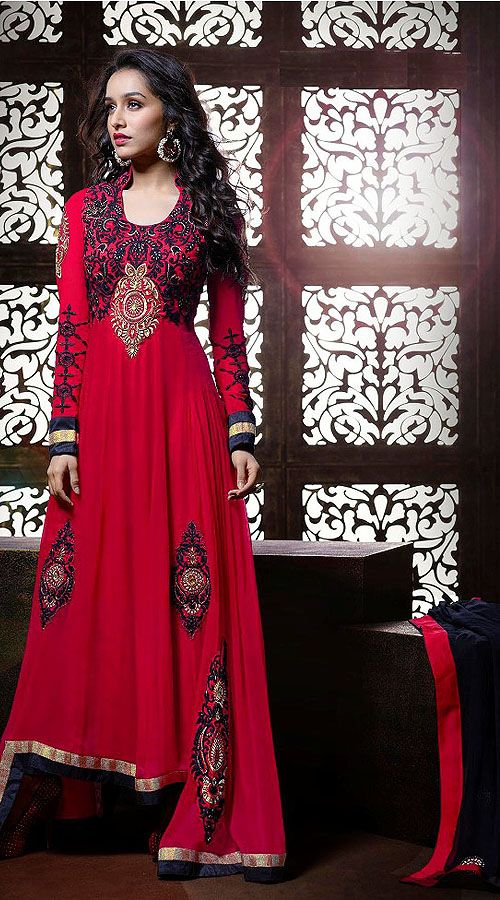 Bollywood actress beautiful Shraddha Kapoor red color anarkali dress. Buy  online Shraddha Kapoor repl… | Bollywood dress, Designer party dresses,  Party wear dresses