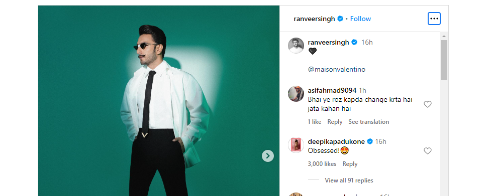 DeepVeer Supremacy: Deepika Padukone says she is 'obsessed' with Ranveer Singh in adorable comment