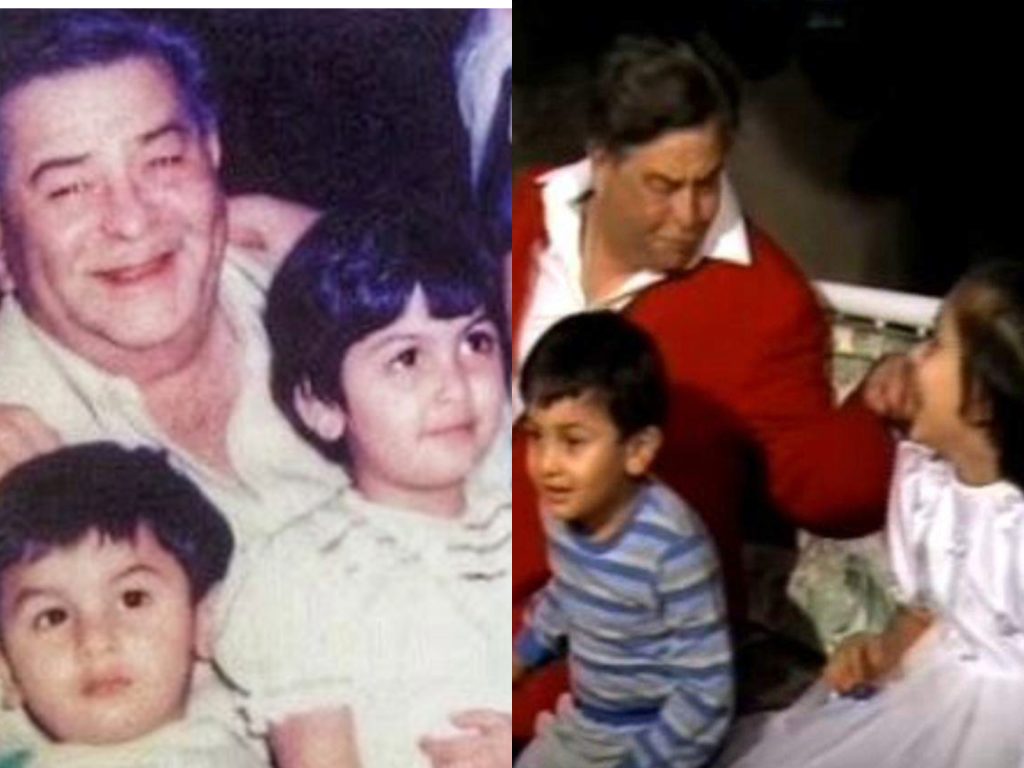 Raj Kapoors 99th Birth Anniversary Ranbir Kapoor Kareena Kapoor Play With Their Grandfather