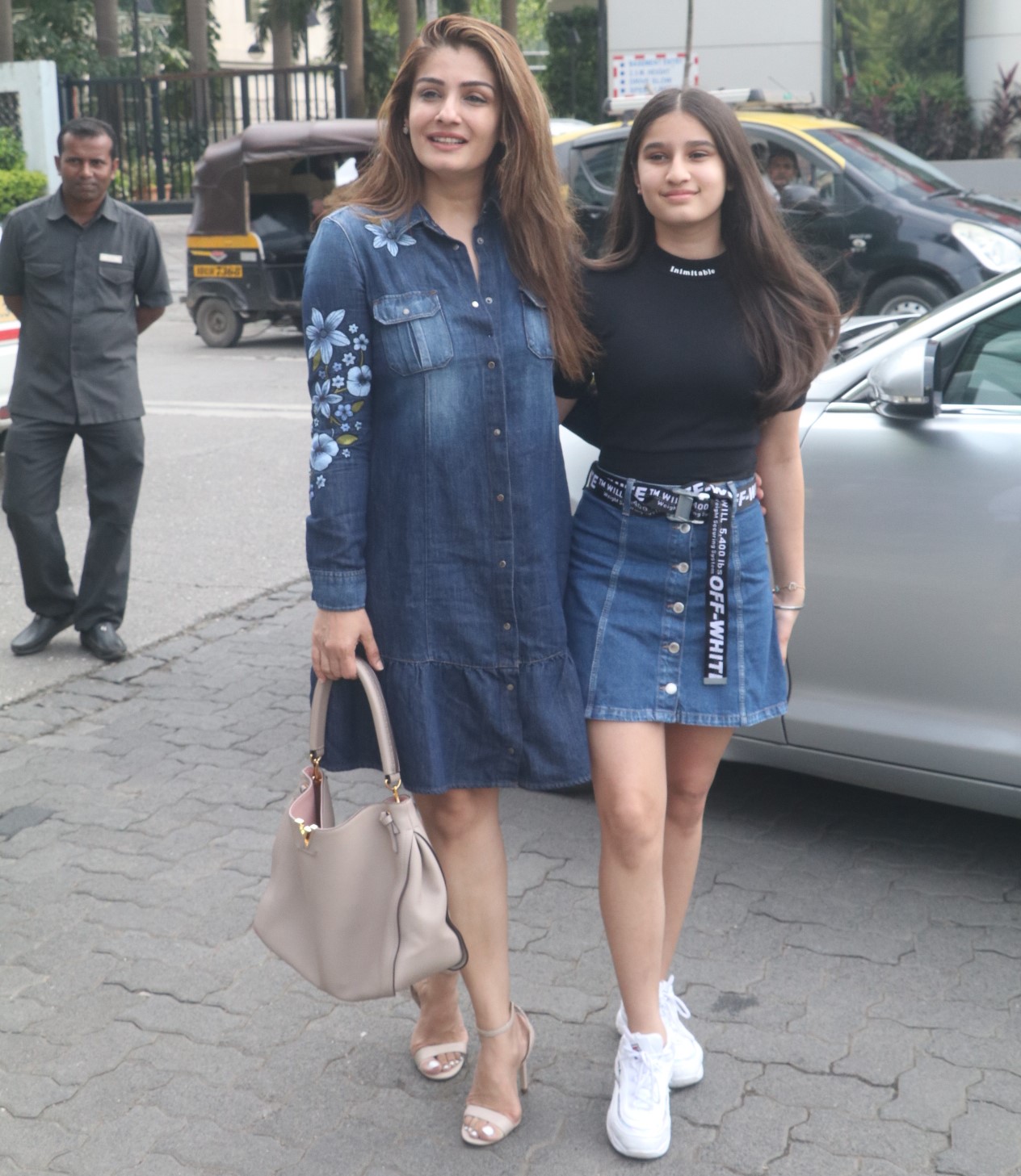 Raveena Tandon And Her Daughter Rasha Twin In Denim As They Step Out For A Lunch Date