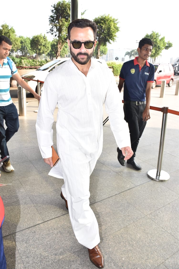 saif ali khan in white pathani suit